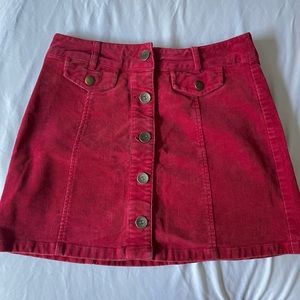 f21 hot pink corduroy skirt